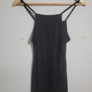 Elegant Black Grid Pattern Dress